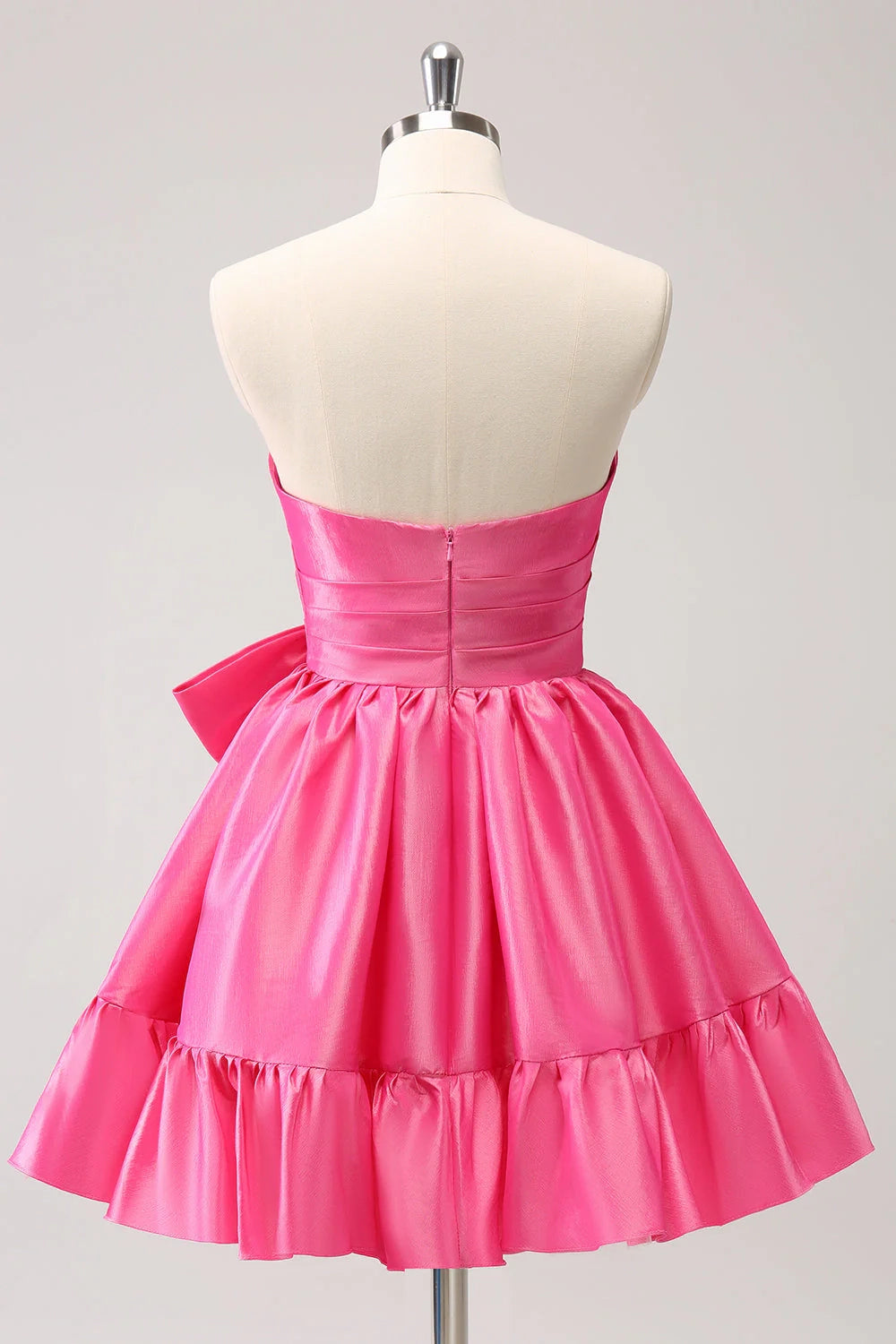 DingJi Wedding Cute A-line Off Shoulder Ruffle Short Bow Homecoming Dresses